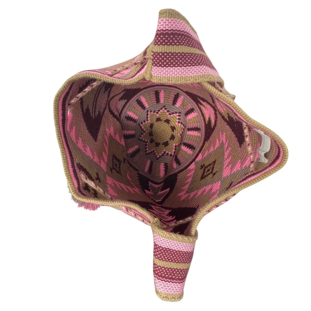NWOT Chila Colombina Luna Bag - Wayuu Design - Natural - Tan - Pink - Handmade